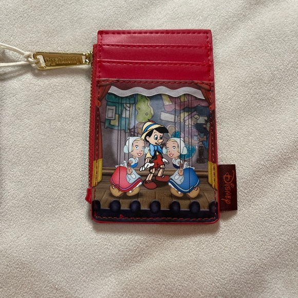 Disney Loungefly Red Card Holder with Pinocchio Design - Picture 1 of 7